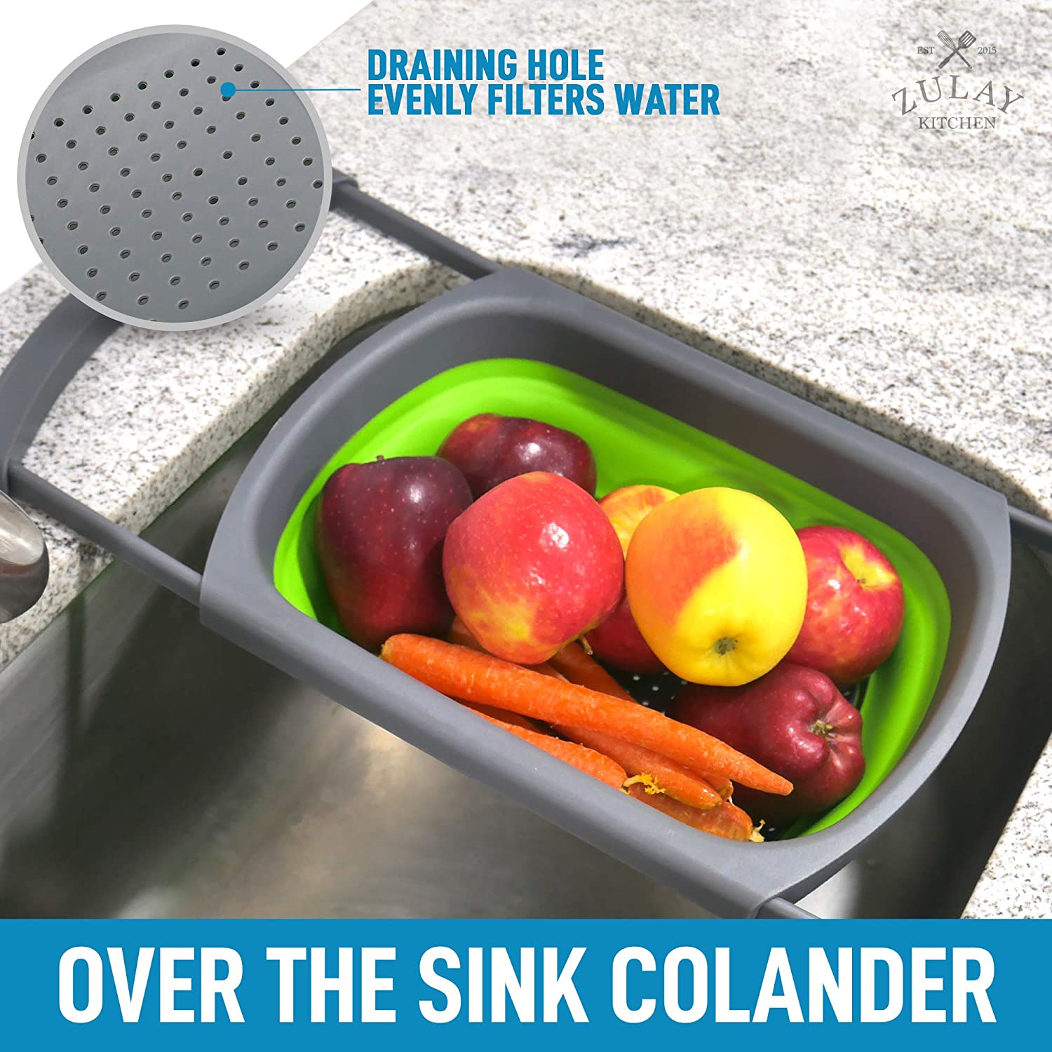 Collapsible Colander With Extendable Handles - Zulay KitchenZulay Kitchen