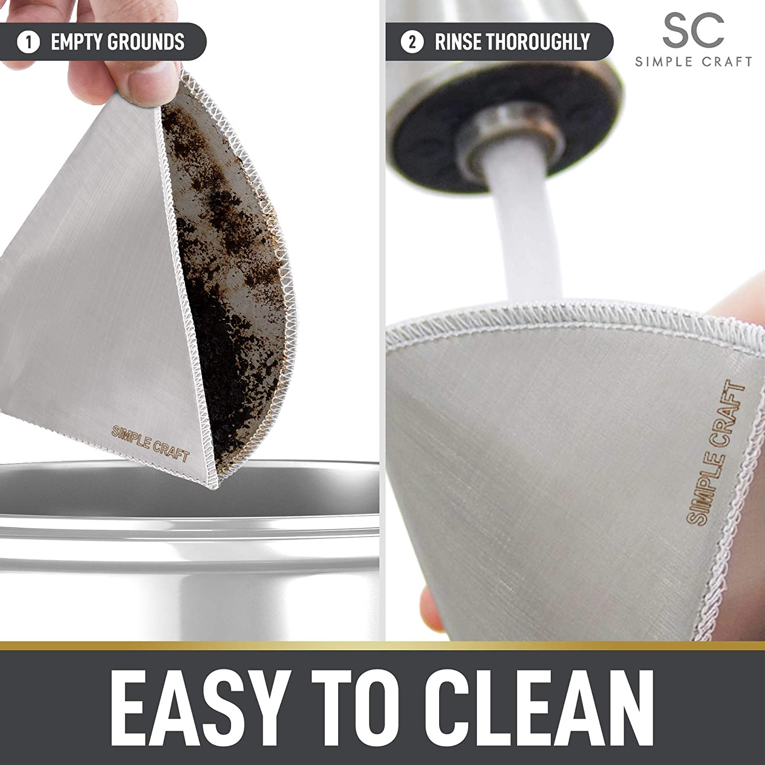 Simple Craft Fine Mesh Stainless Steel Reusable Pour Over Coffee Filter from Zulay Kitchen
