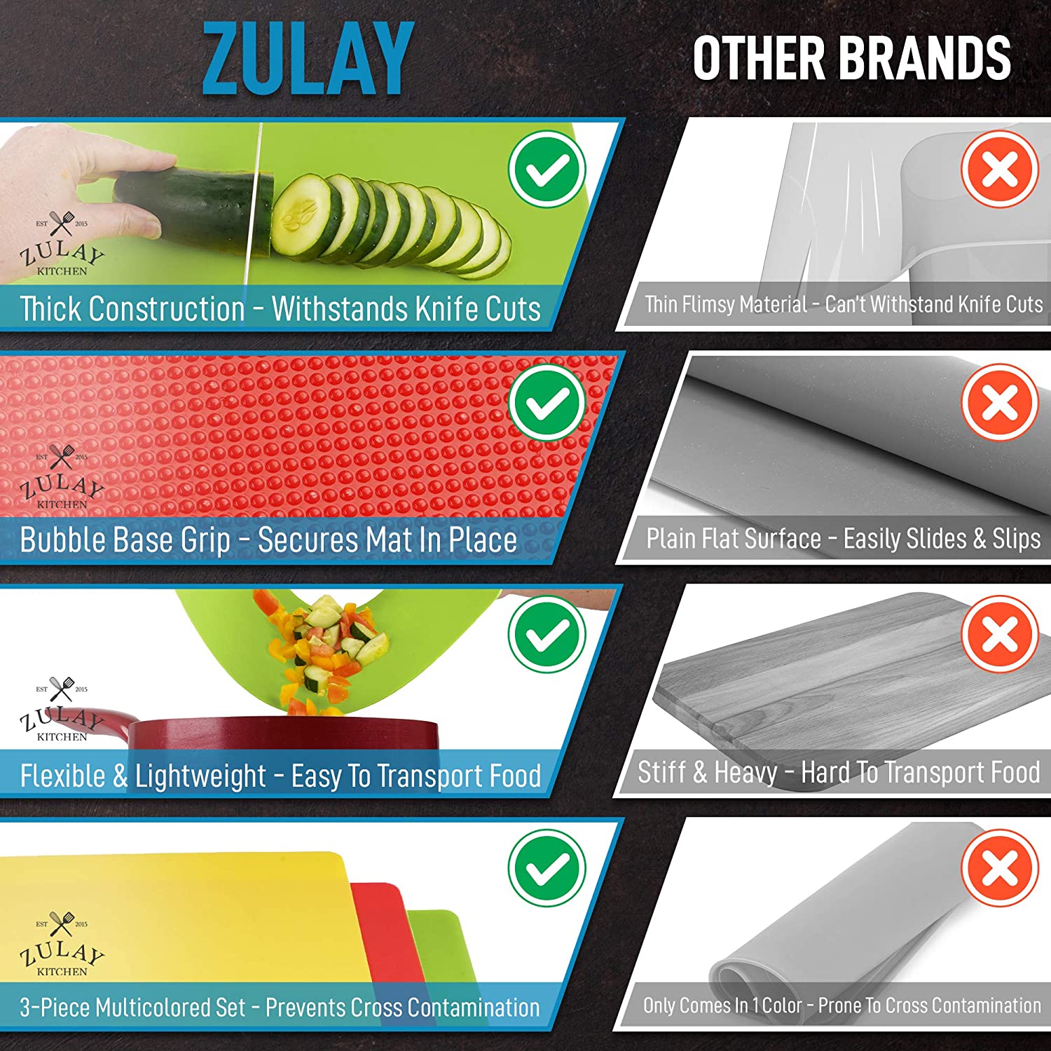 Flexible Cutting Board Mats - Set of 3 - Zulay KitchenZulay Kitchen