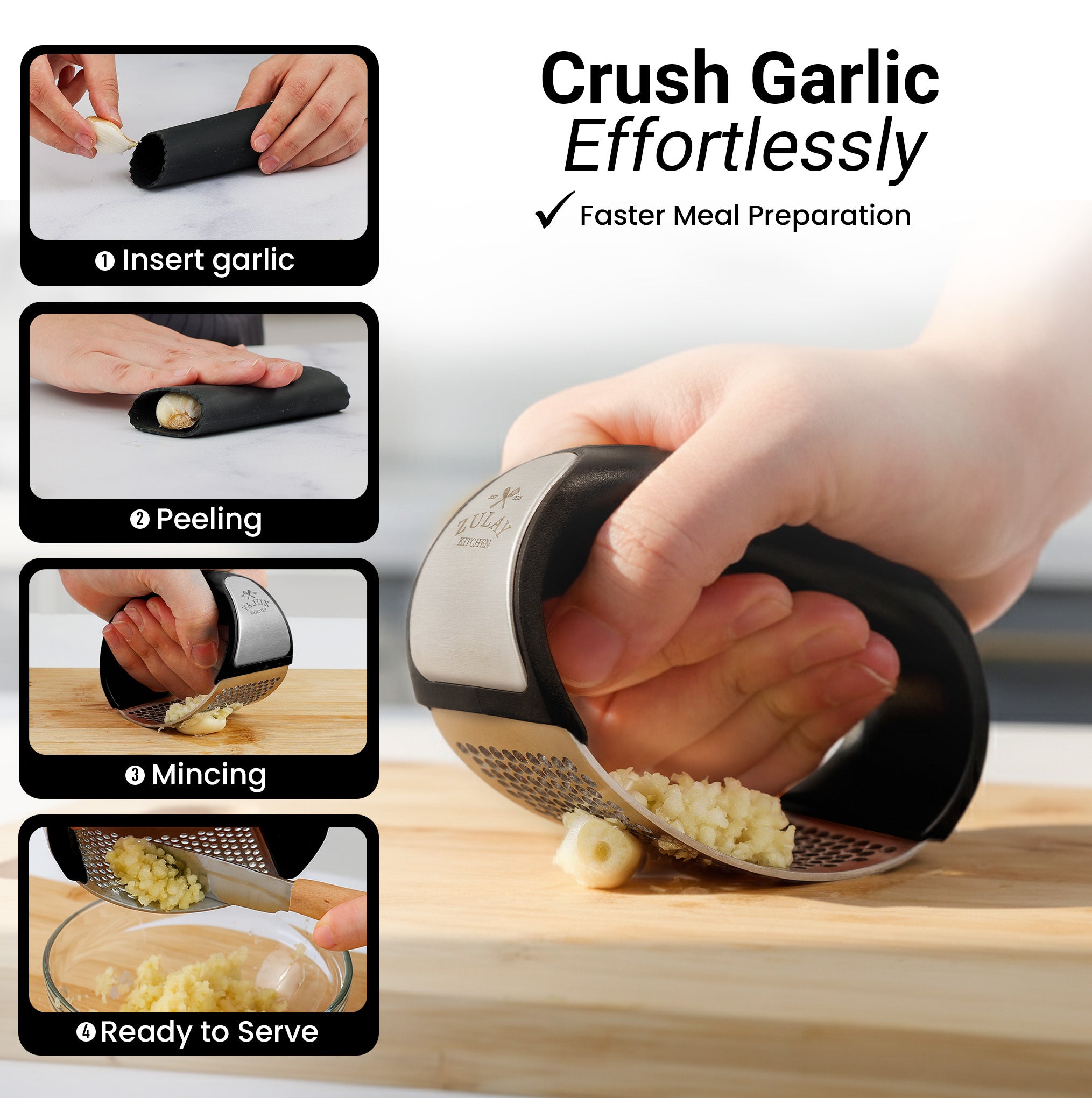 Effortlessly Crush Garlic with Zulay Kitchen Garlic Press
