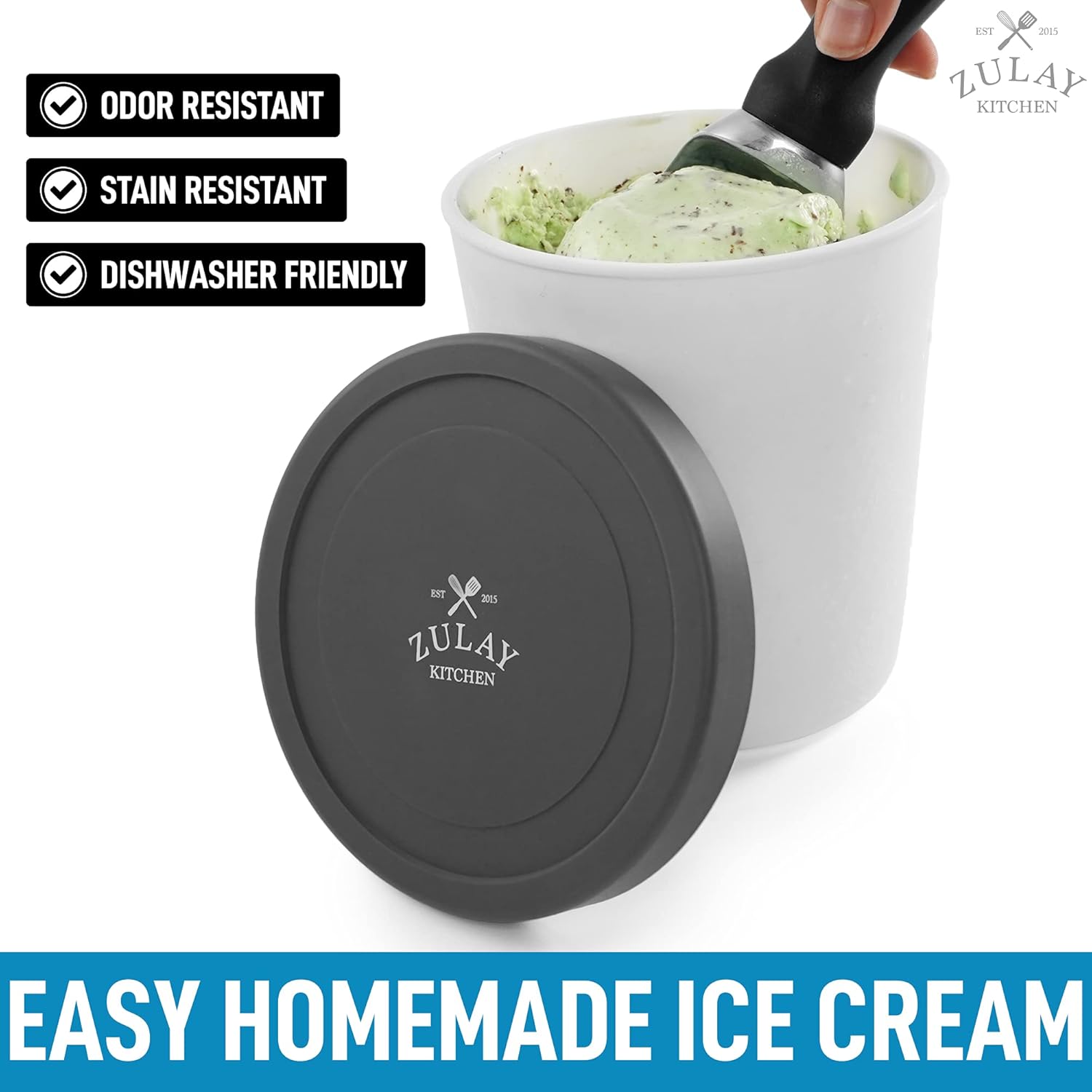 Dishwasher Friendly Ice Cream Containers with Lids by Zulay Kitchen