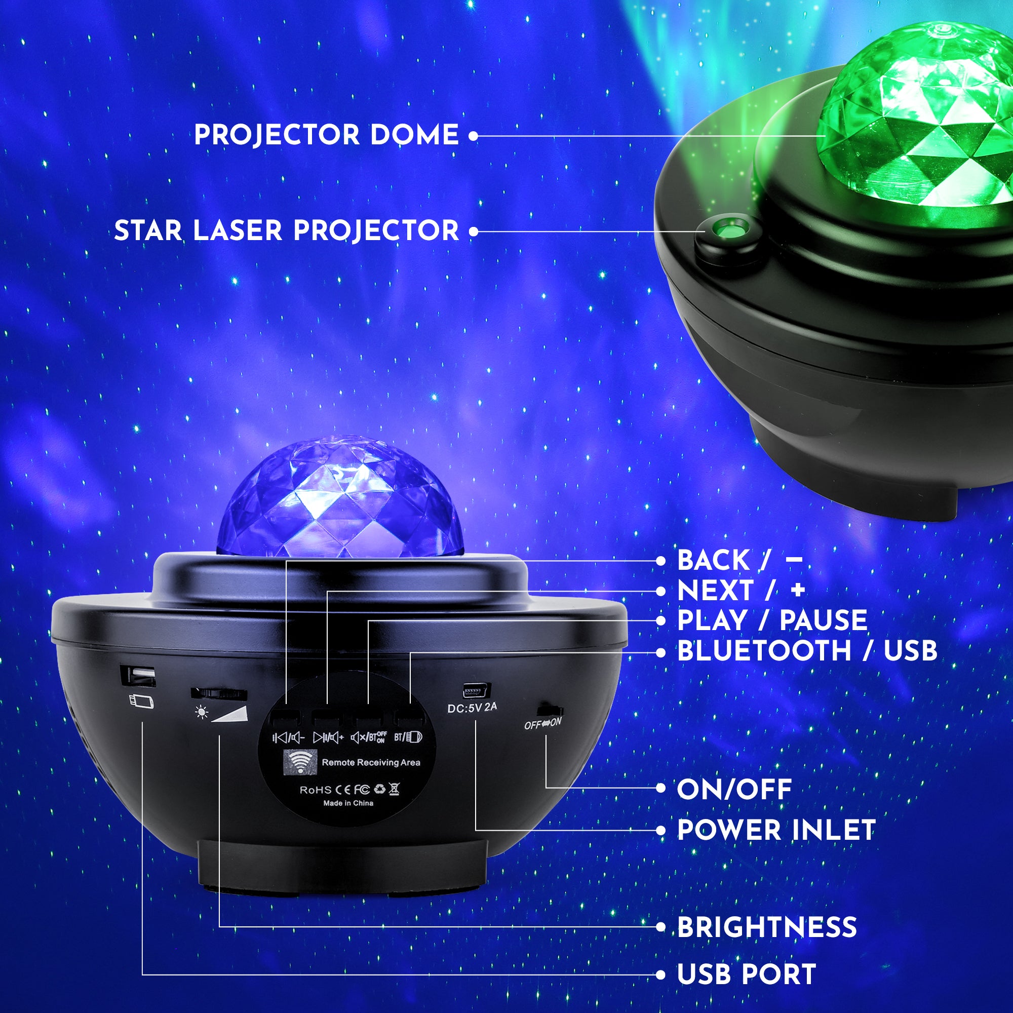 Zulay Home Star Night Light Projector - Black Online | Zulay