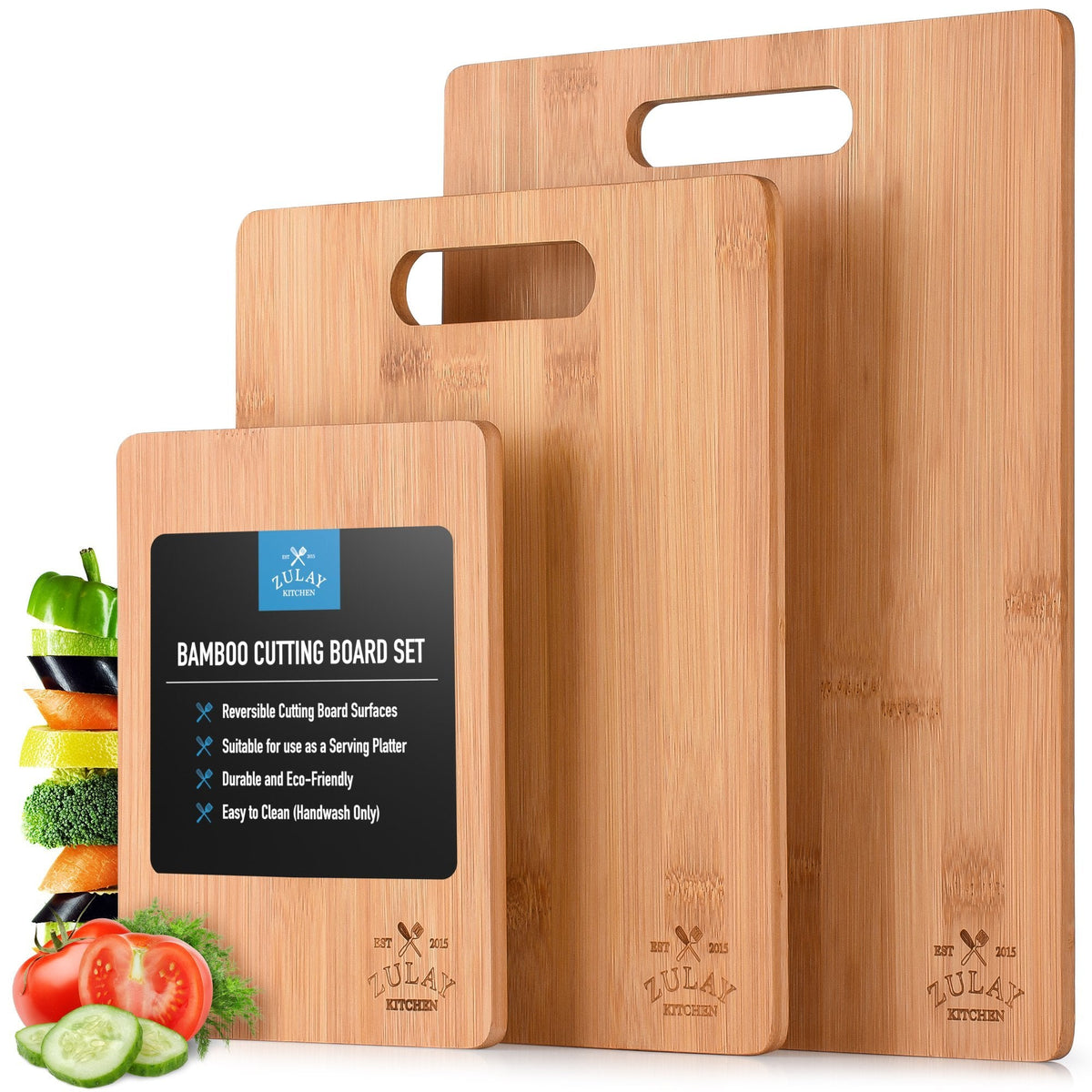 Zulay Kitchen 3-Piece Cutting Board Set - Plastic Cutting Boards For  Kitchen Dishwasher Safe Oversized With