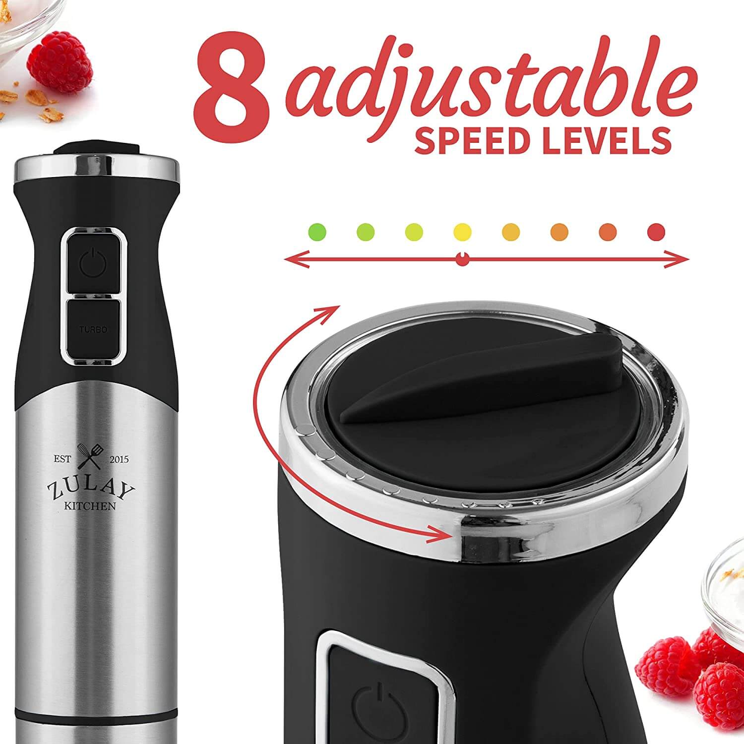 Zell 3In1 Immersion Hand Blender: 3Angle Adjustable With Variable 21Speed  Control, Powerful Hand Blender Electric For Milkshakes | Smoothies | Soup