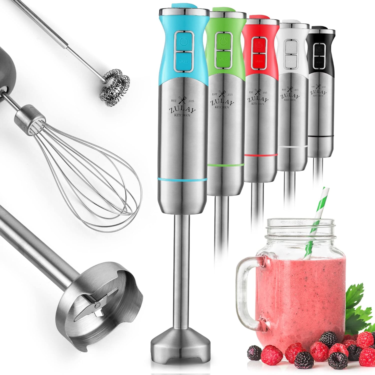 Handheld Immersion Blender 4 Interchangeable Blades 8 In 1 Electric Stick  Mixer