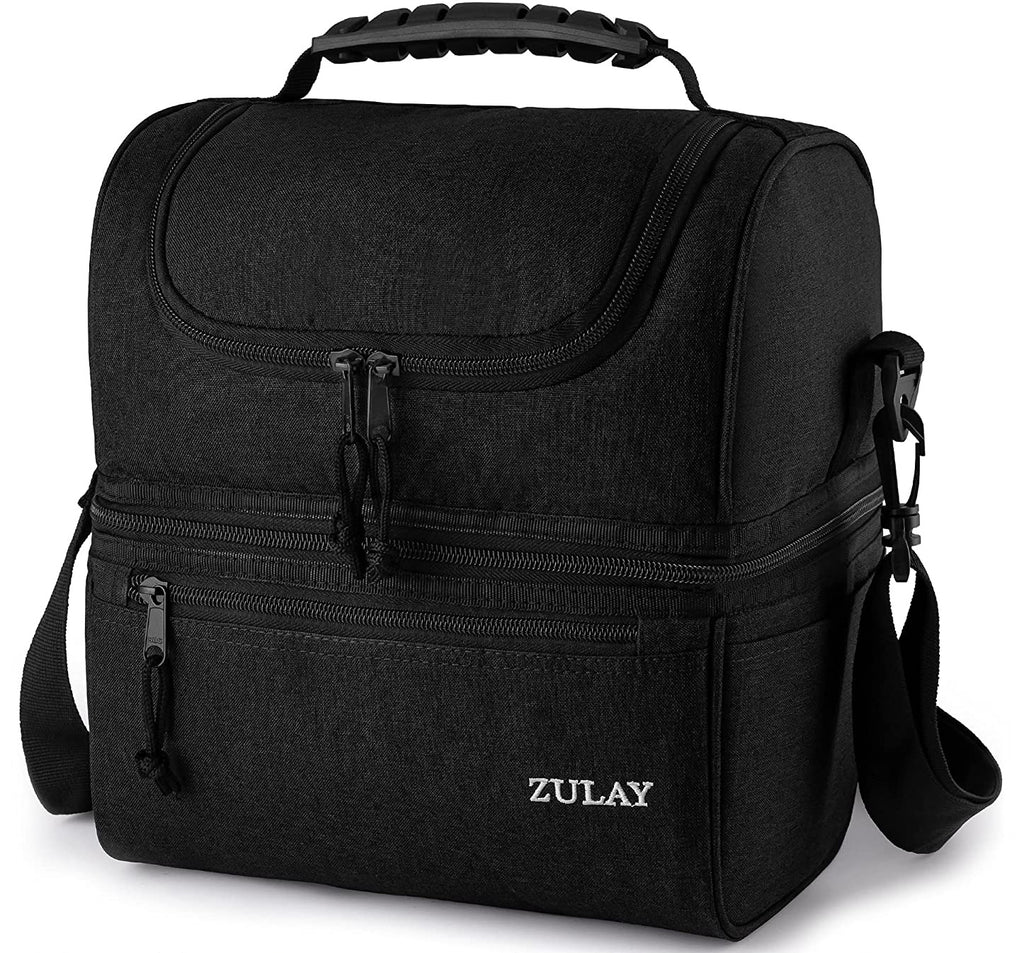 Zulay Kitchen Kids Insulated Lunch Bag with Spacious Compartment and Built-in Handle - Black