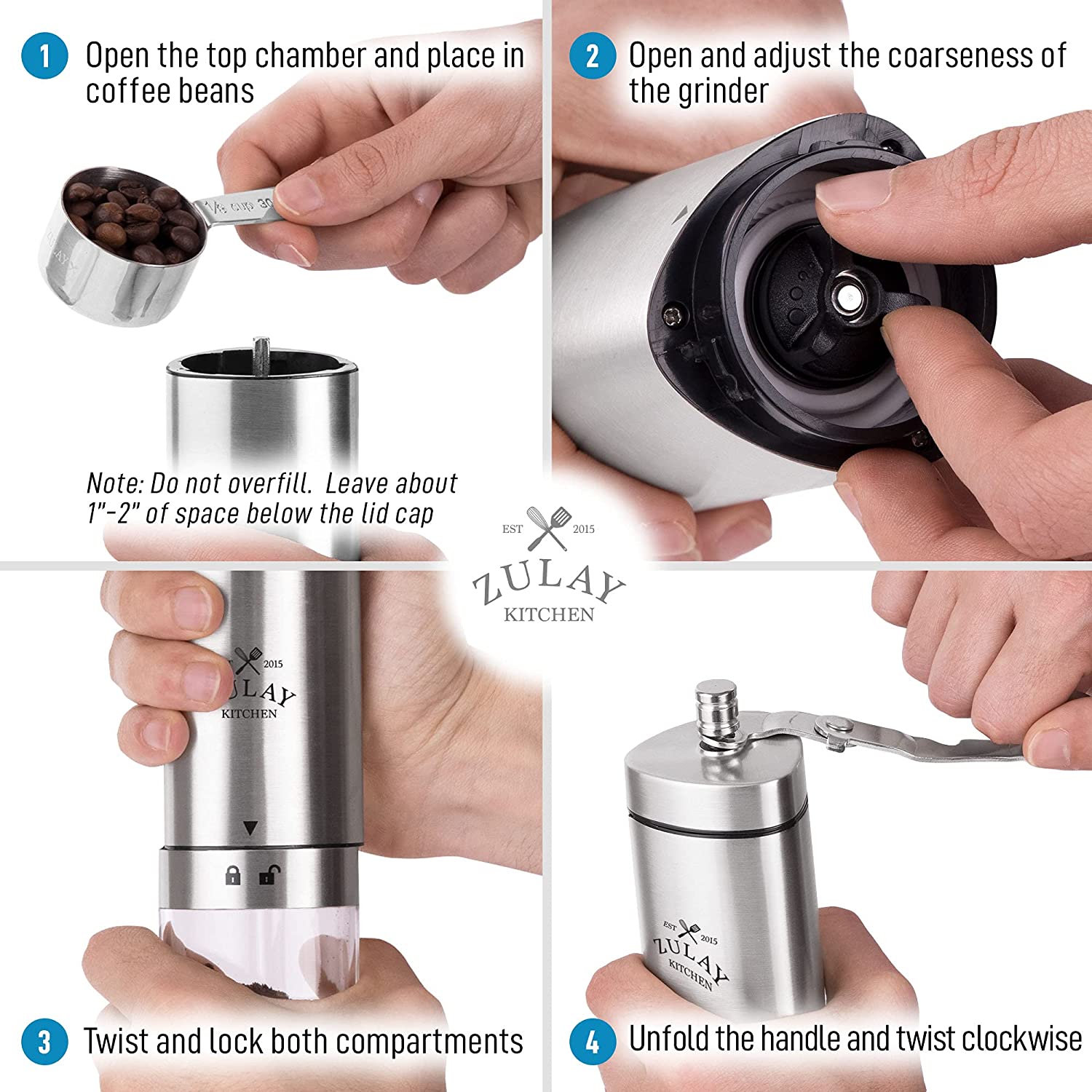 Manual Coffee Grinder With Foldable Handle - Zulay KitchenZulay Kitchen