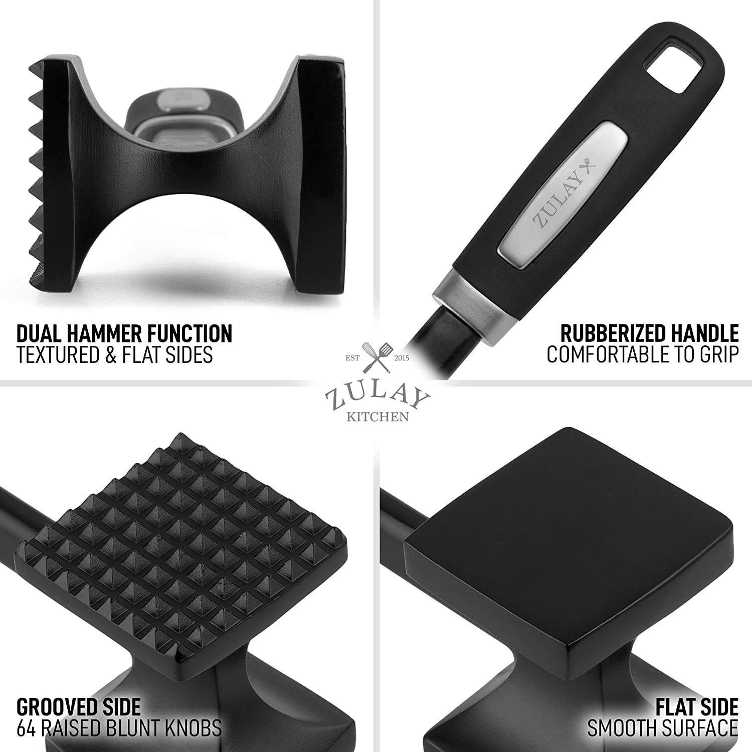 Meat Tenderizer Hammer (Black) - 10 Inch - Zulay KitchenZulay Kitchen