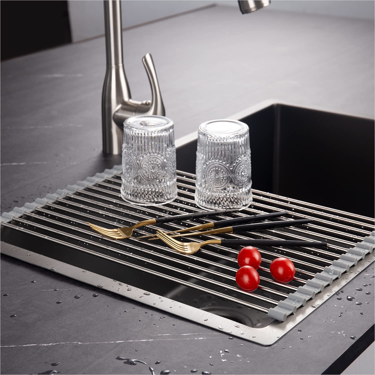 Multipurpose Kitchen Sink Rack Dish Drying Rack Over Sink Roll-up Dry  Drainers Stainless Steel Foldable Shelf Kitchen Tools - Colanders &  Strainers - AliExpress