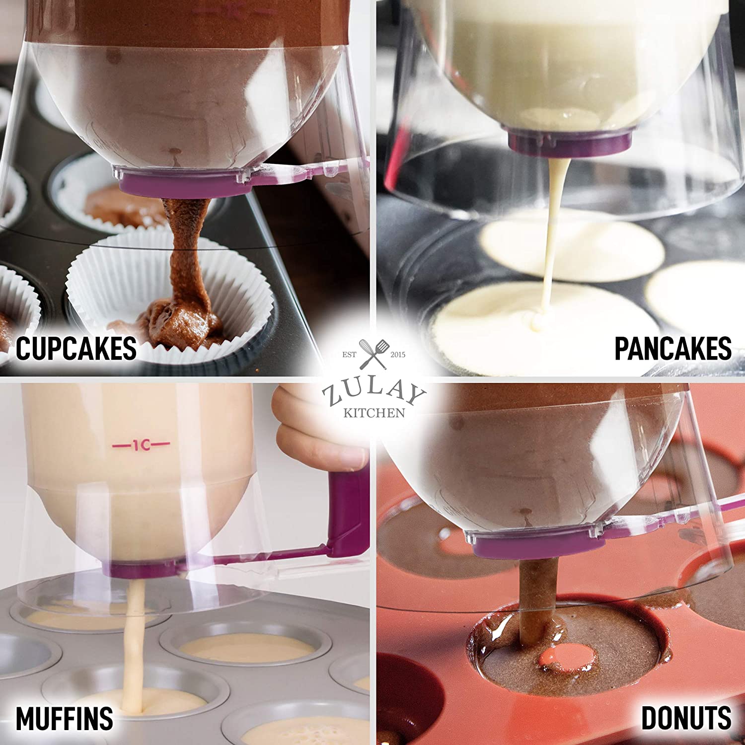 Pancake Batter Dispenser Dough Scoop Measuring Cup Cupcake Funnel