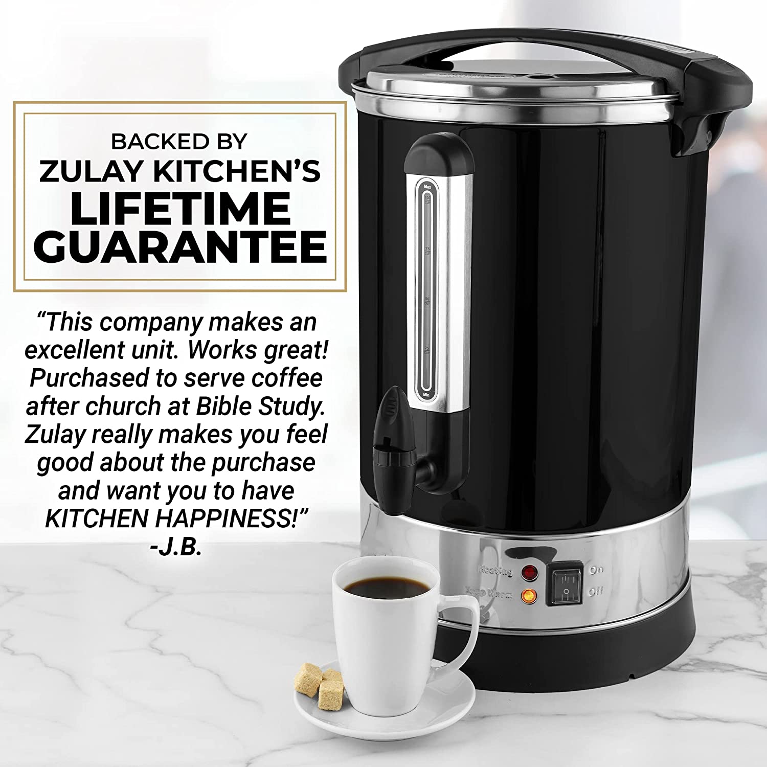 Zulay Kitchen 50 Cup Commercial Coffee Urn - Stainless Steel - Black - 40  requests