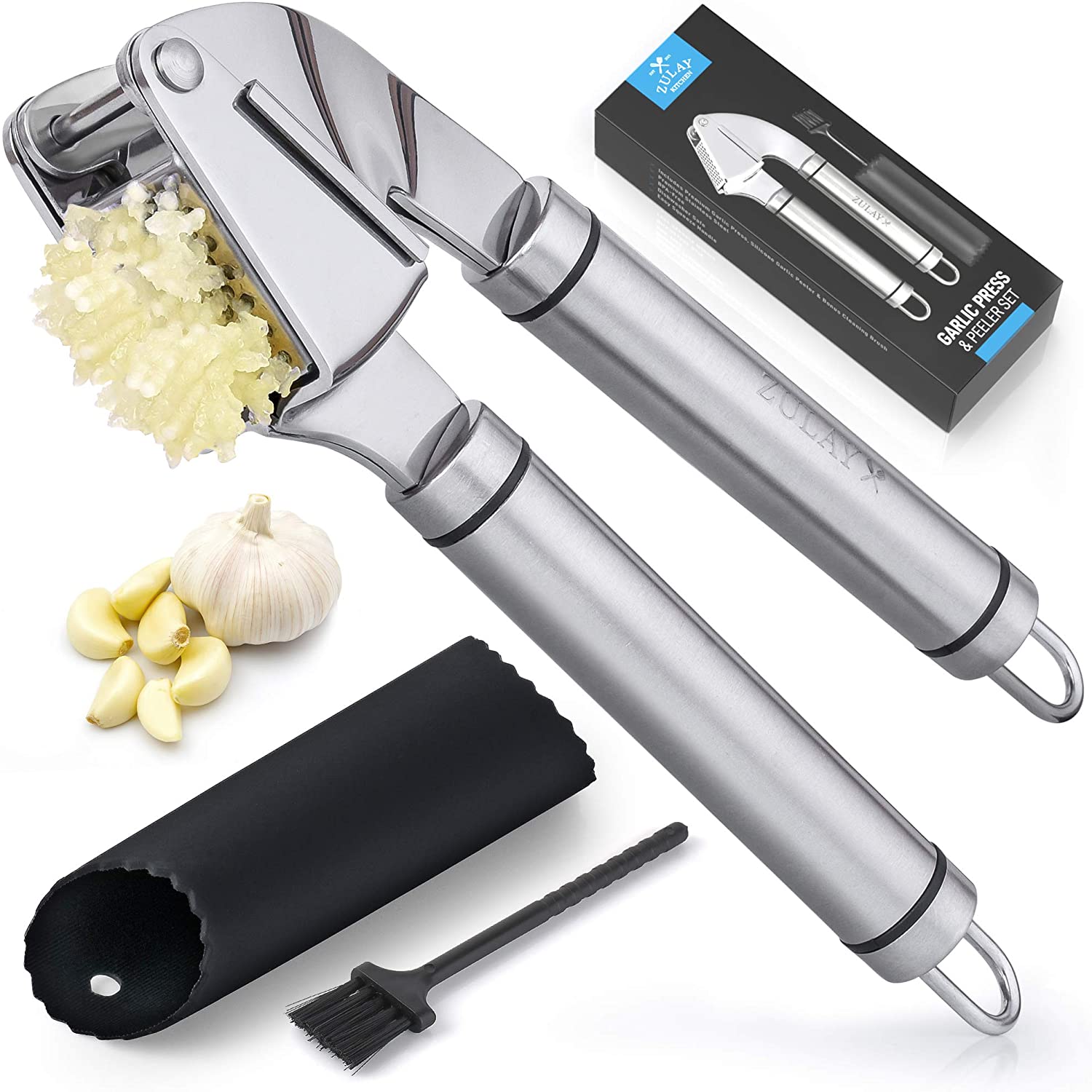 Premium Quality Garlic Mincer With Silicone Roller Peeler - Zulay KitchenZulay Kitchen