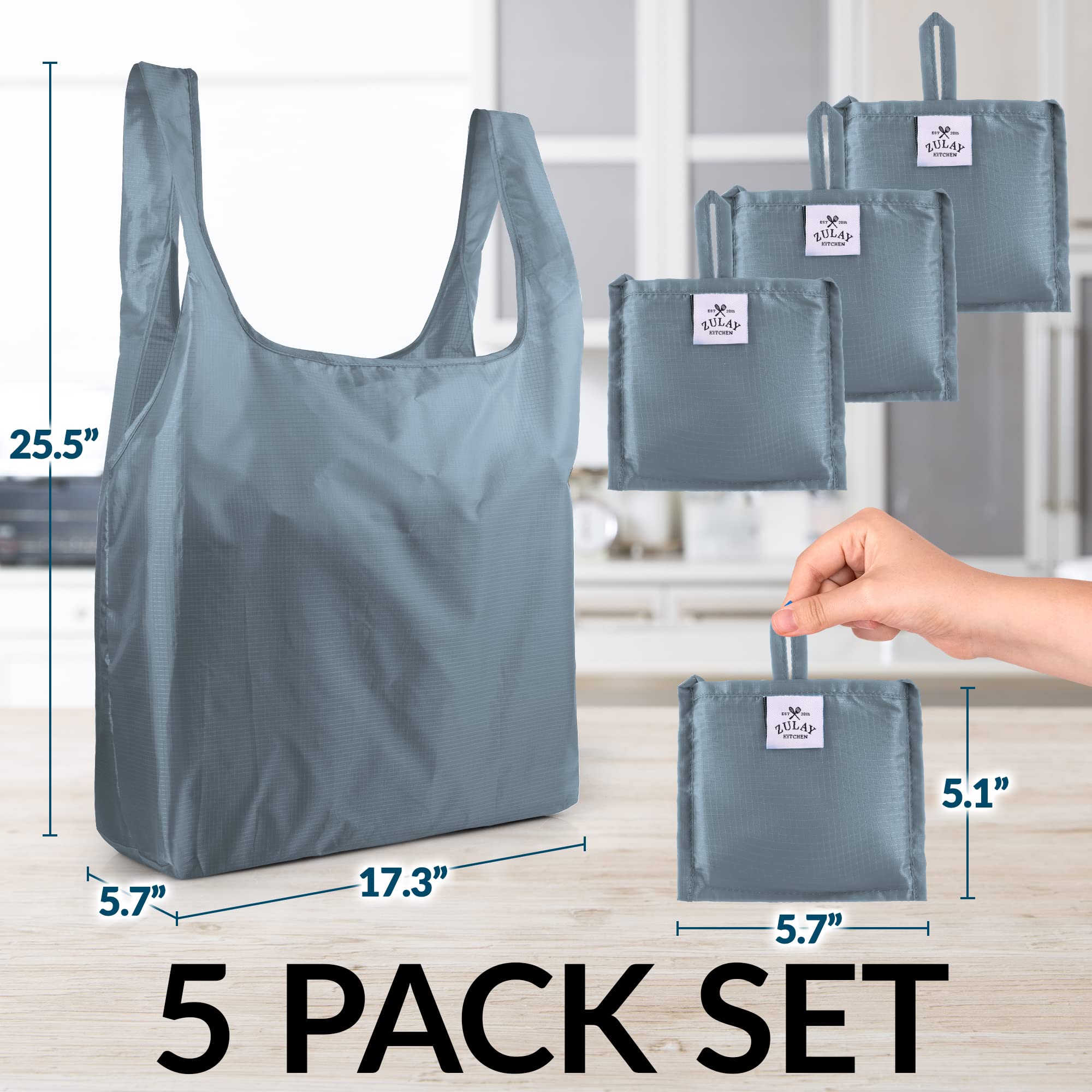 Reusable Grocery Bags - 5 Pack - Zulay KitchenZulay Kitchen