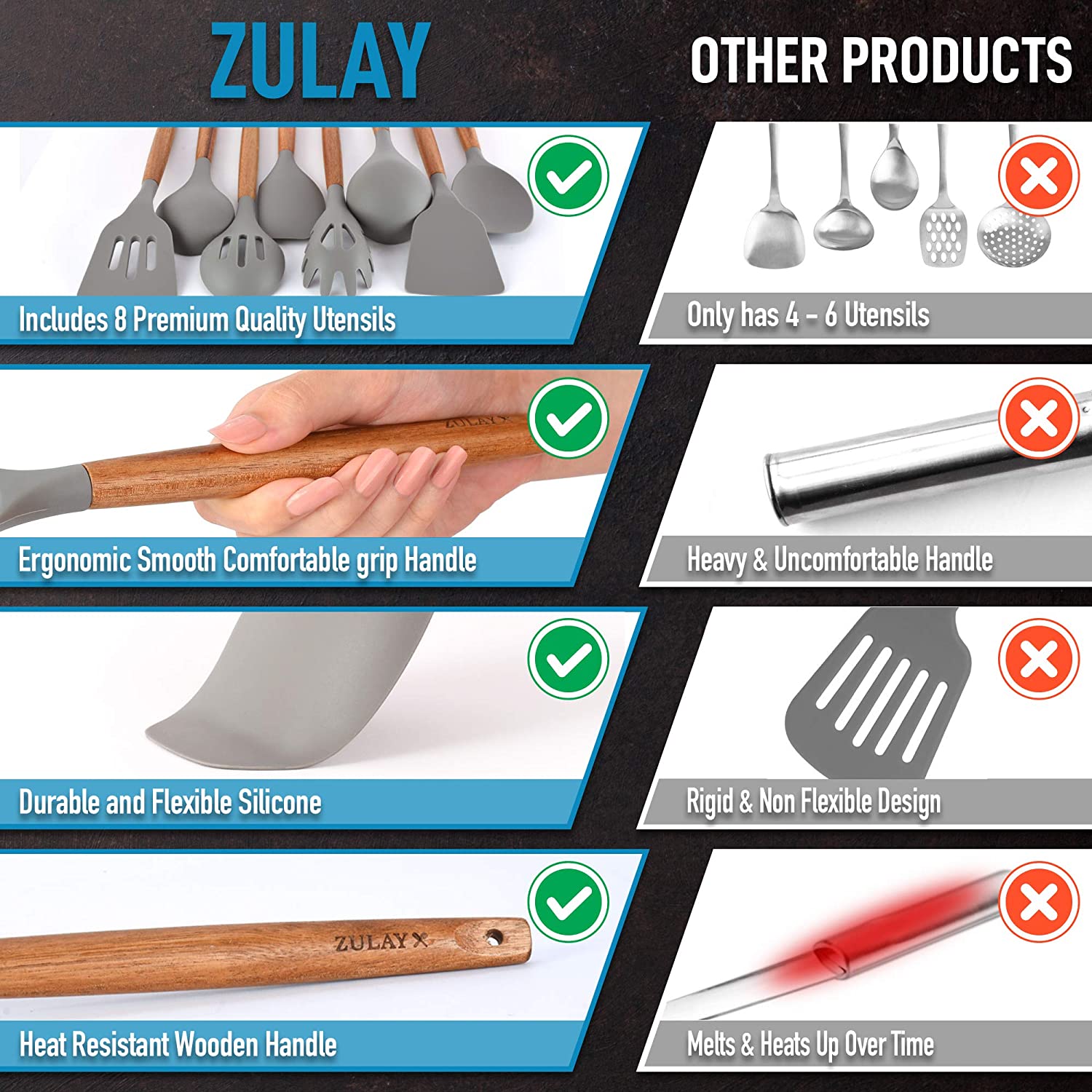 Silicone Utensils Set - 8 Pieces - Zulay KitchenZulay Kitchen