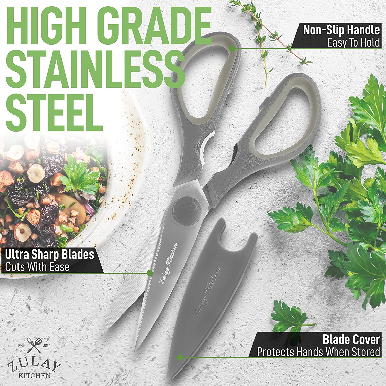 Stainless Steel Kitchen Shears With Protective Cover - Zulay KitchenZulay Kitchen