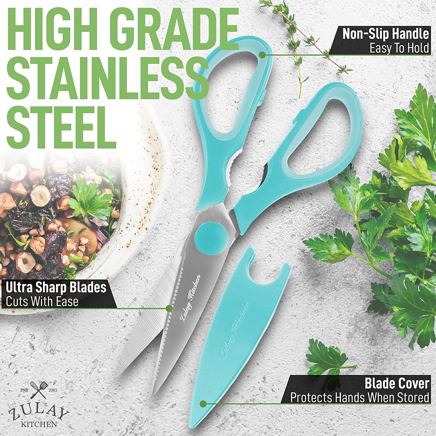 Stainless Steel Kitchen Shears With Protective Cover - Zulay KitchenZulay Kitchen