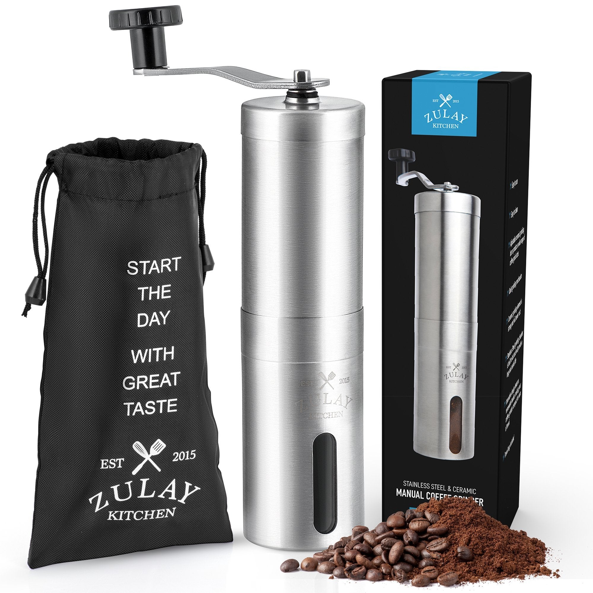 Stainless Steel Manual Burr Adjustable Coffee Grinder - Zulay KitchenZulay Kitchen