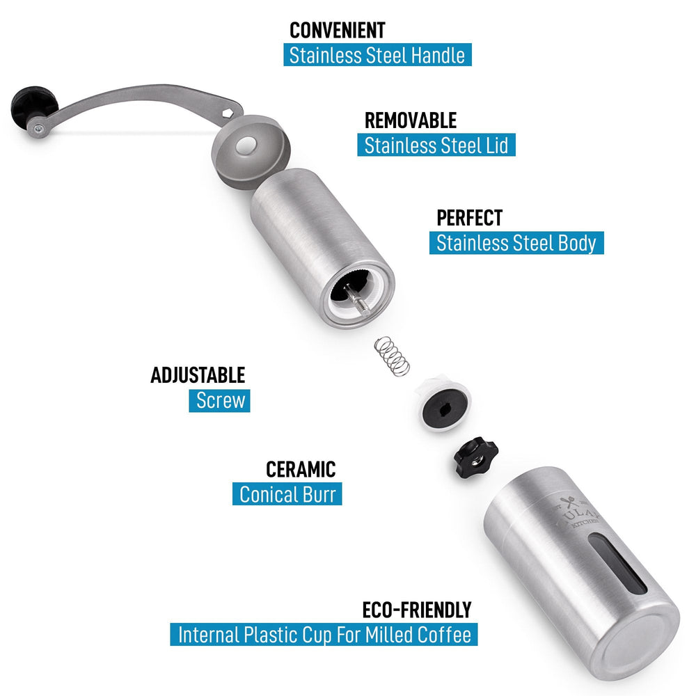 Stainless Steel Manual Burr Adjustable Coffee Grinder Online Zulay