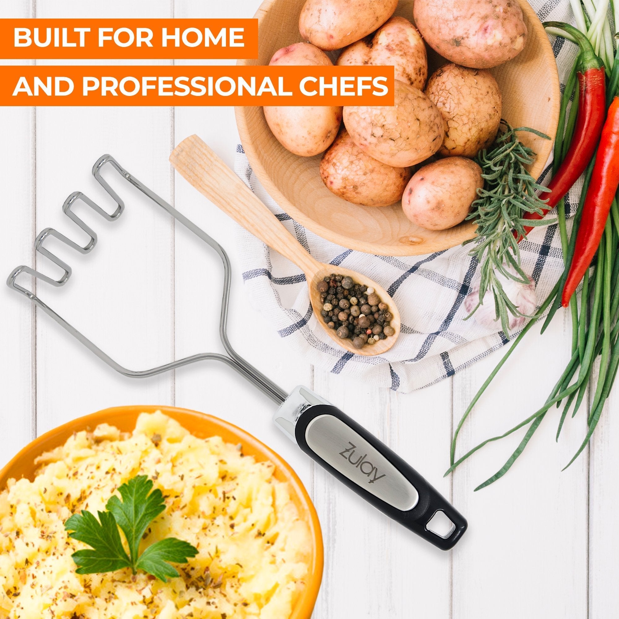 Zulay Kitchen Potato Masher with Premium Silicone - Yellow