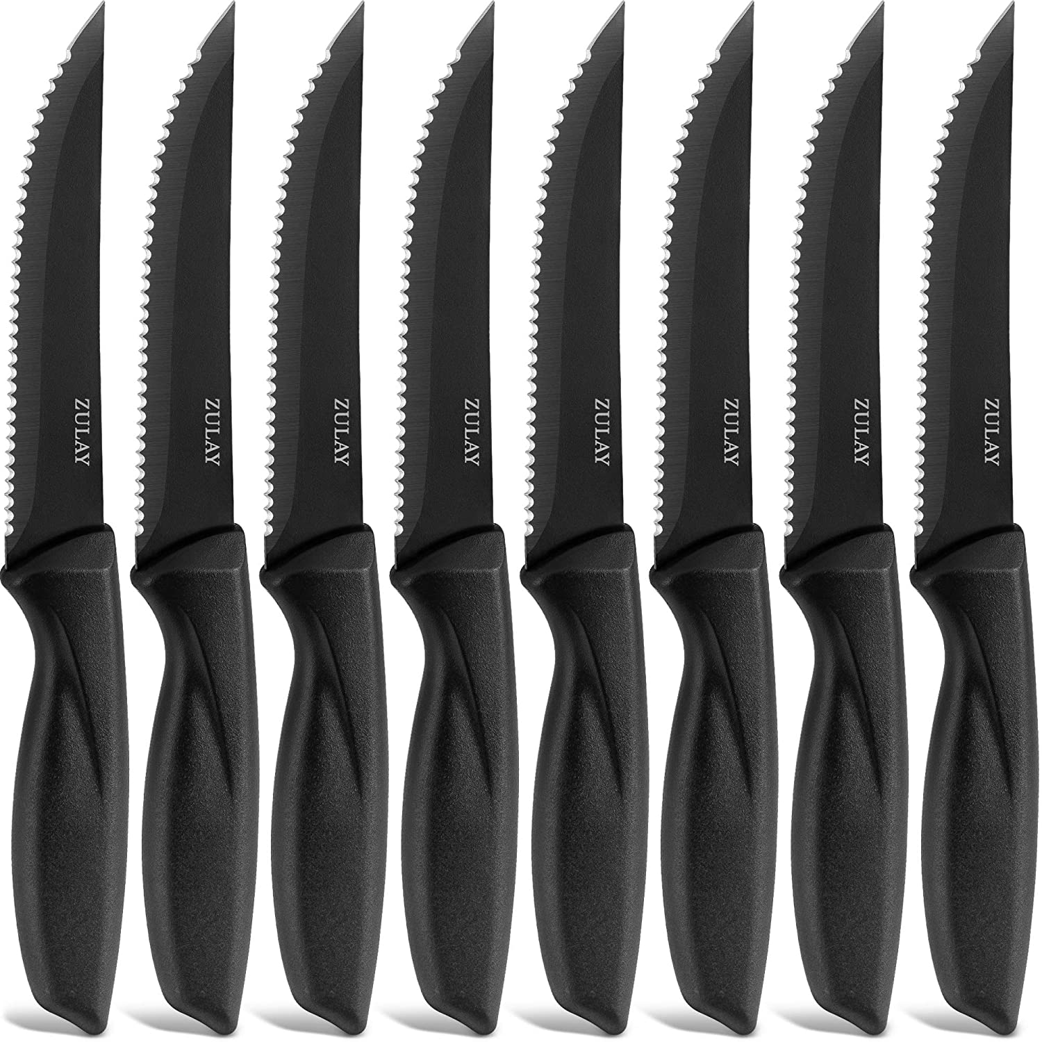 Stainless Steel Steak Knives (Black) - Set of 8 - Zulay KitchenZulay Kitchen