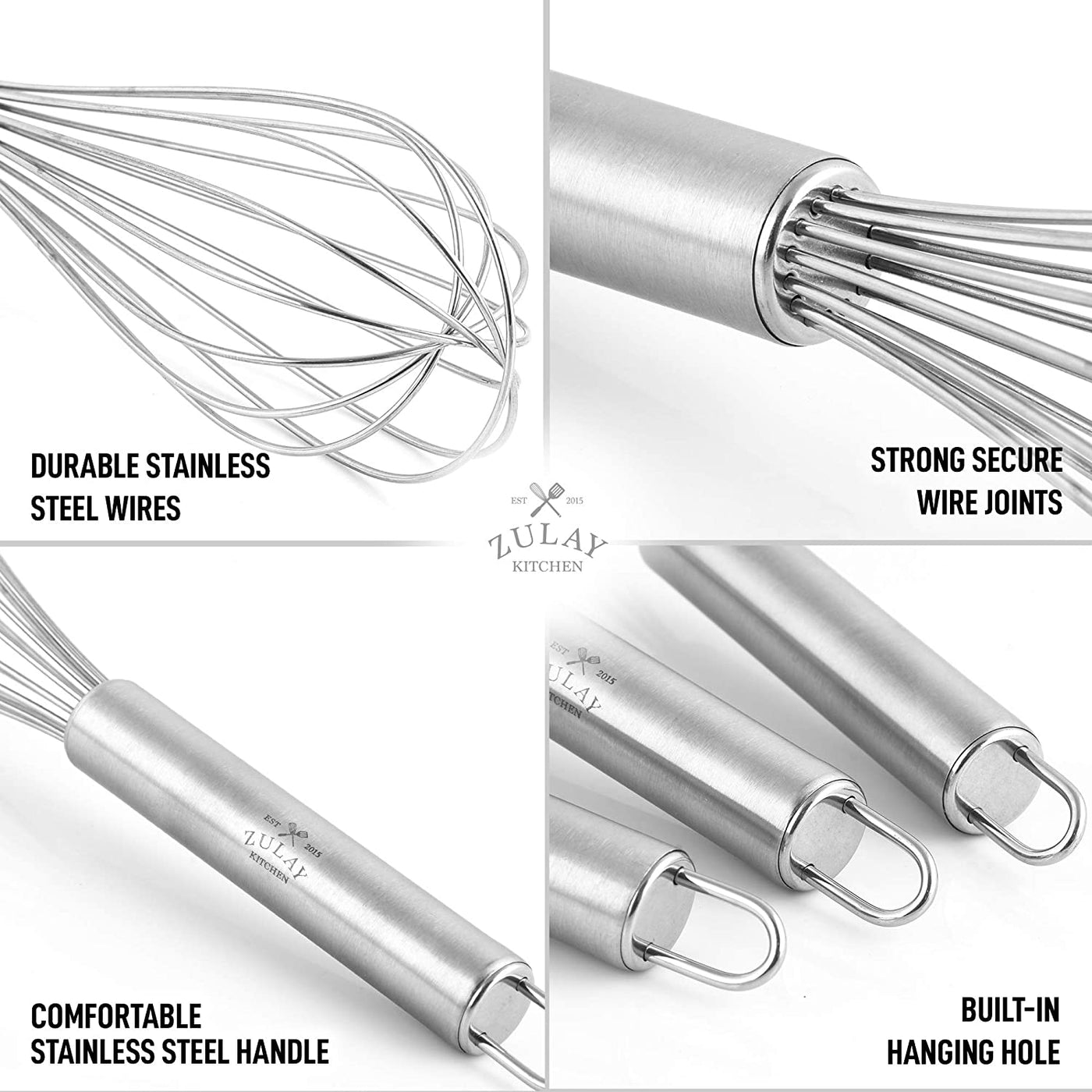 Stainless Steel Whisk Set of 3 Online Zulay Kitchen Save Big Today