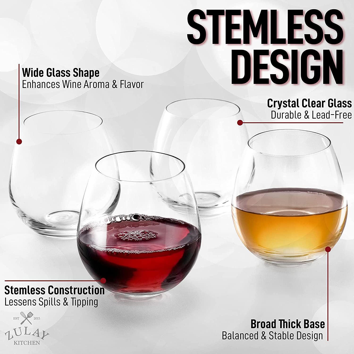 Stemless Wine Glasses Set - Zulay KitchenZulay Kitchen