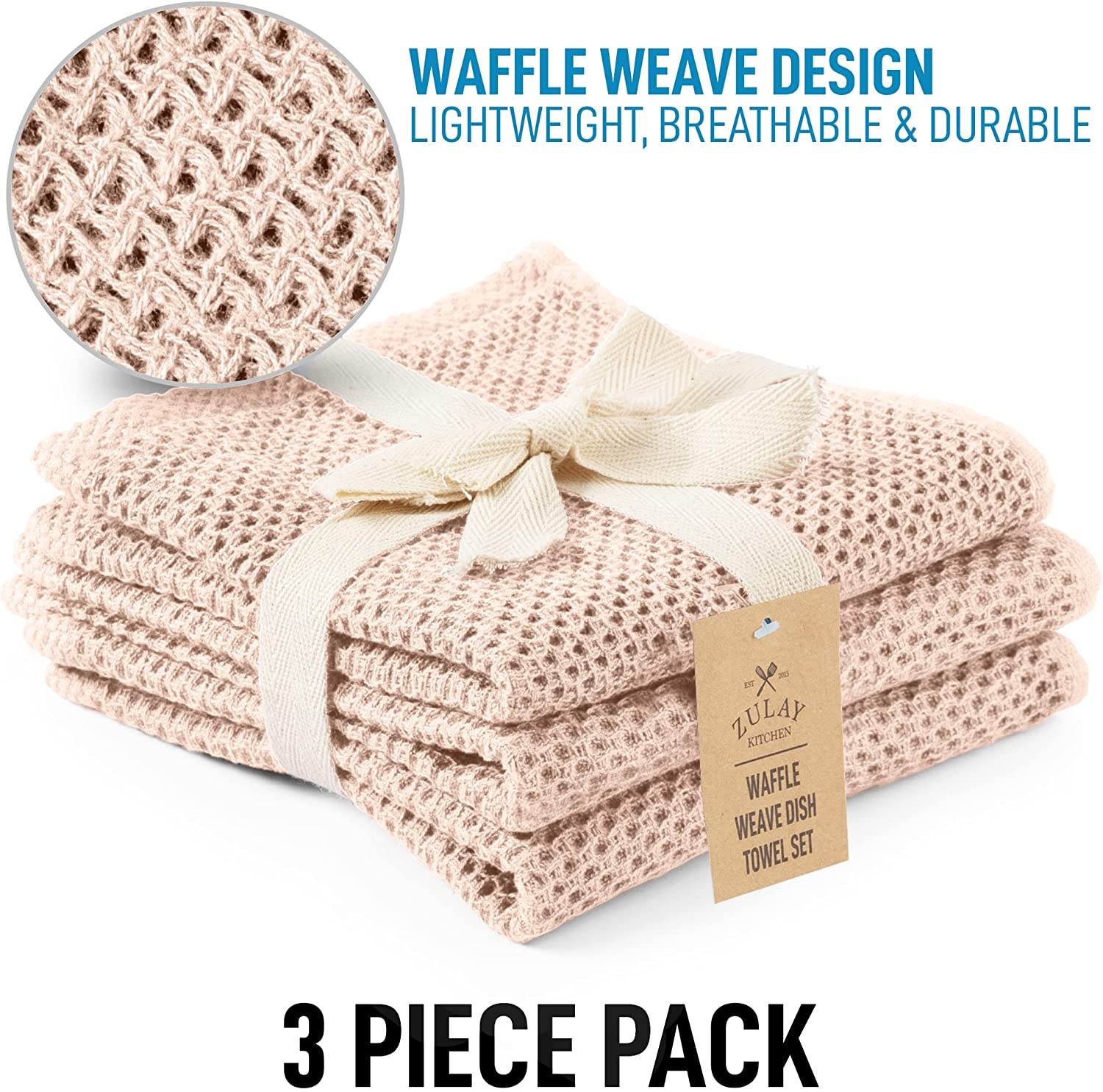 Zulay Kitchen Waffle Weave Kitchen Towels - 6 Pack 12 x 12 inch - (Black),  6 - Fry's Food Stores