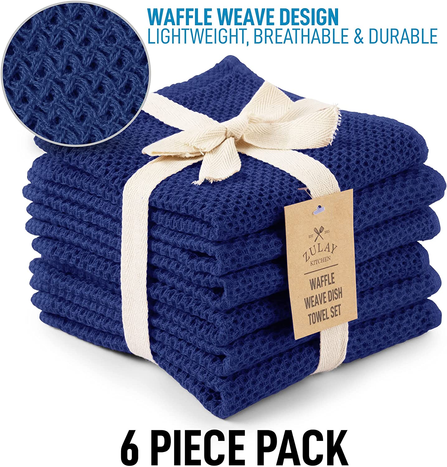 J&M Blue Waffle Weave Dishcloth Set of 12